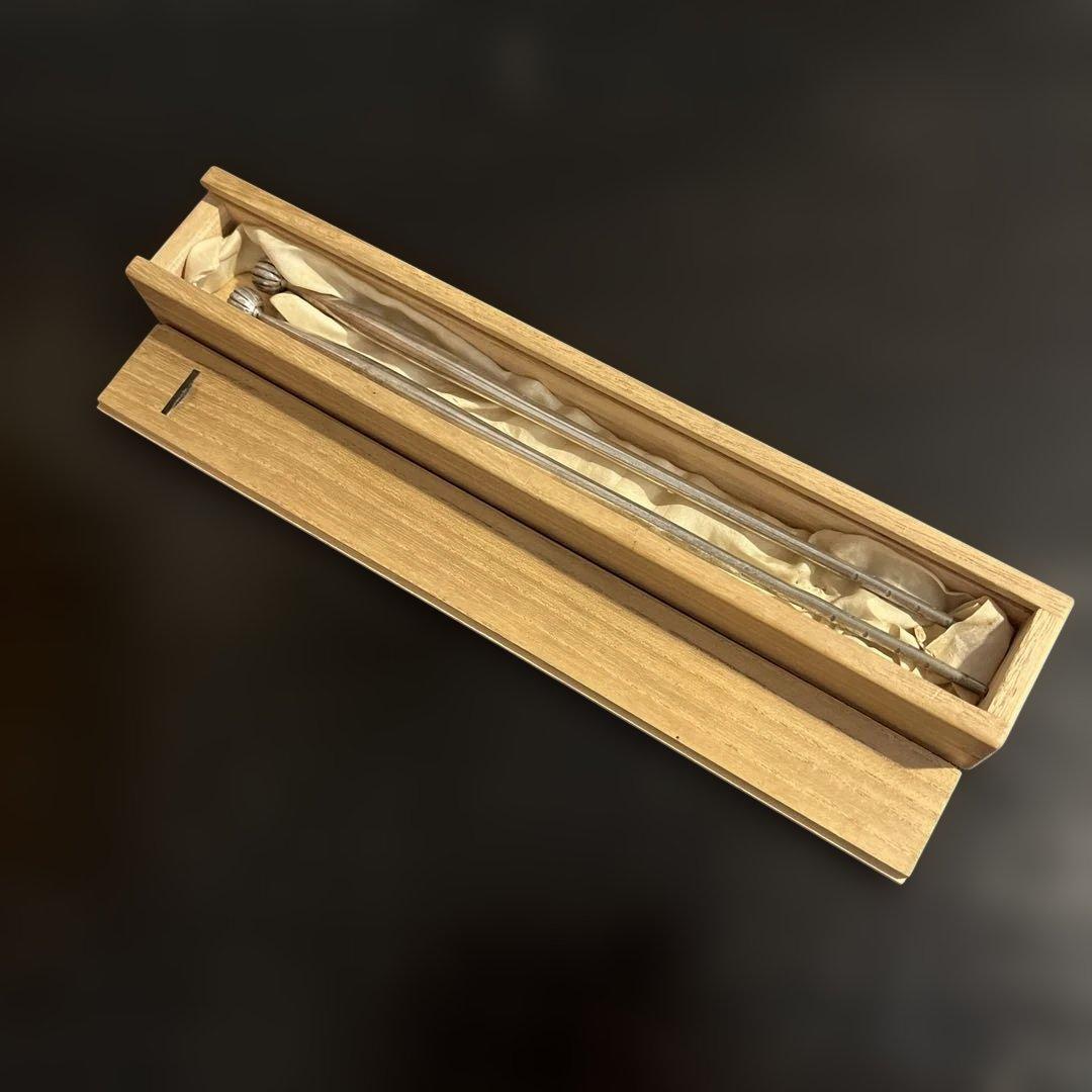 銀製　火箸　花頭　共箱　総重量56g