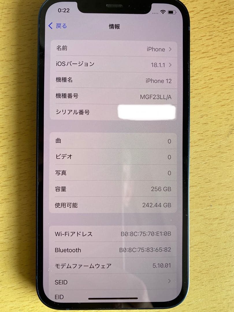 Apple iPhone 12 256GB ブルー 海外版北米モデル 美品