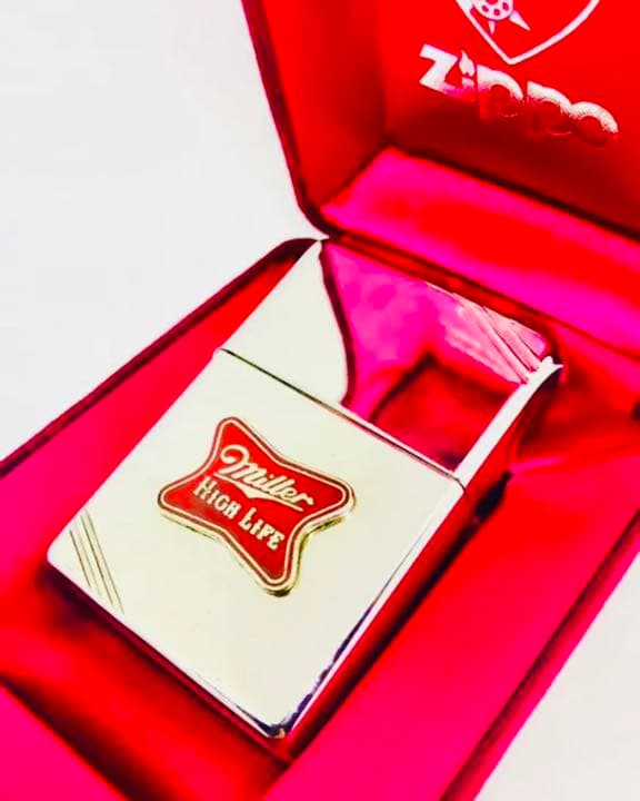 米国ミラービール　Miller beerエナメル七宝＊鏡面フラットトップ