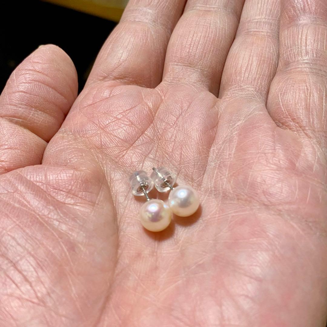 ピカチュウさま専用【ピンク・花珠】あこや真珠　パールピアス　最高級7.8ミリ