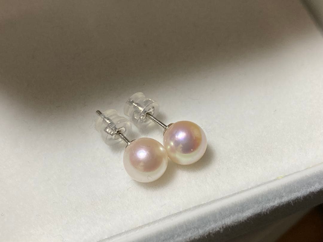 ピカチュウさま専用【ピンク・花珠】あこや真珠　パールピアス　最高級7.8ミリ
