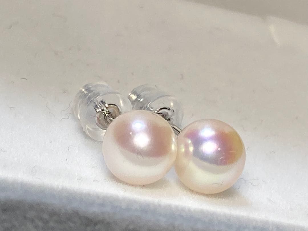 ピカチュウさま専用【ピンク・花珠】あこや真珠　パールピアス　最高級7.8ミリ