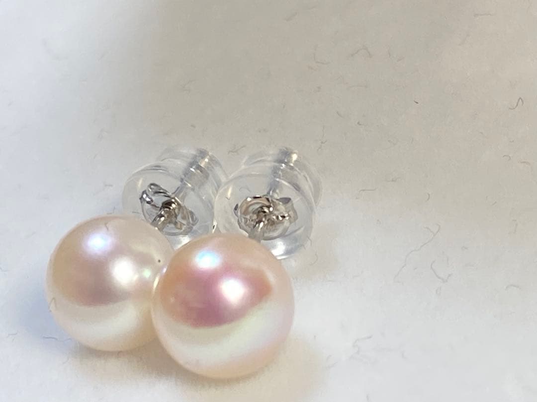 ピカチュウさま専用【ピンク・花珠】あこや真珠　パールピアス　最高級7.8ミリ