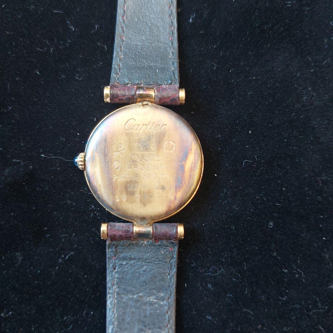 Cartier クォーツ時計 バーガンディ レザー
