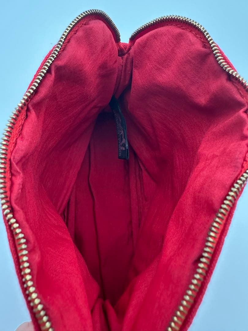 エルメス HERMES ボリードポーチ ミニミニ 赤 キャンバス 美品