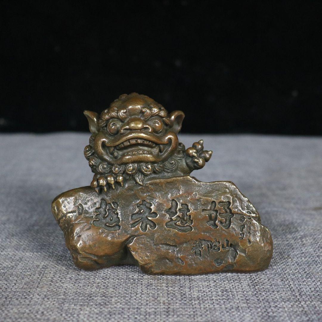 銅器 獅子 客間 玄関 店 装飾 茶道茶寵 工芸品 置物 寓意美しいです