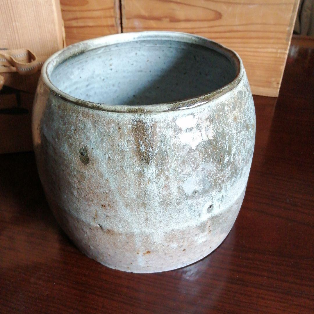 常滑焼　鯉江良二　灰釉瓶掛　19cm
