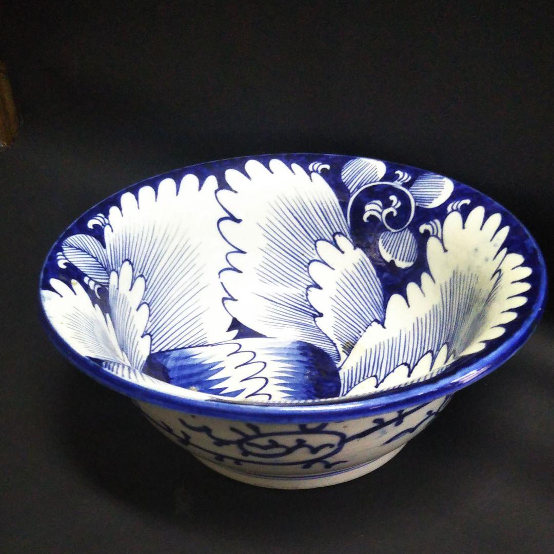 ※古伊万里染付け牡丹紋深鉢/蛇の目高台/箱無し/