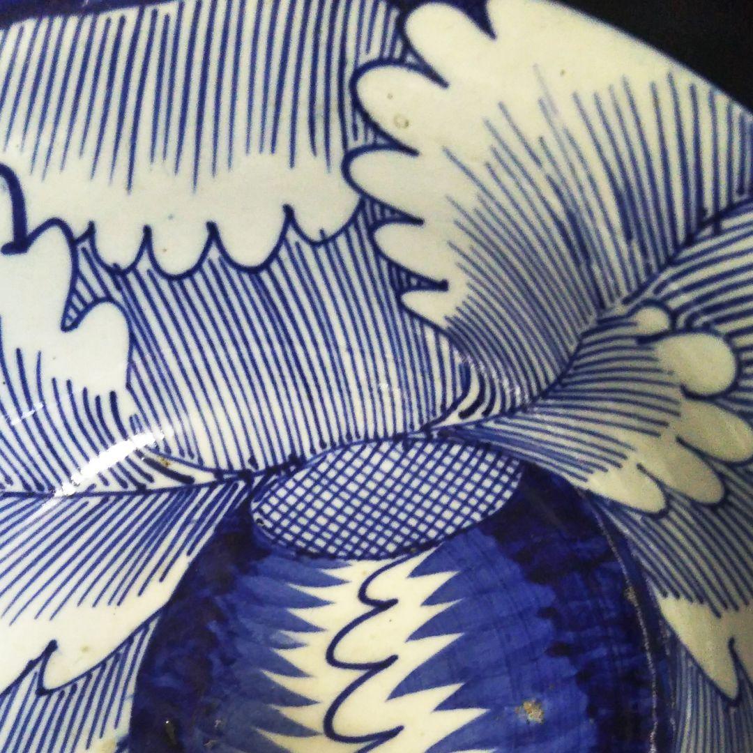 ※古伊万里染付け牡丹紋深鉢/蛇の目高台/箱無し/