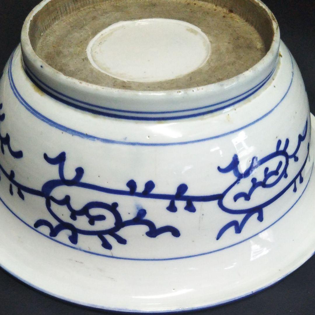 ※古伊万里染付け牡丹紋深鉢/蛇の目高台/箱無し/