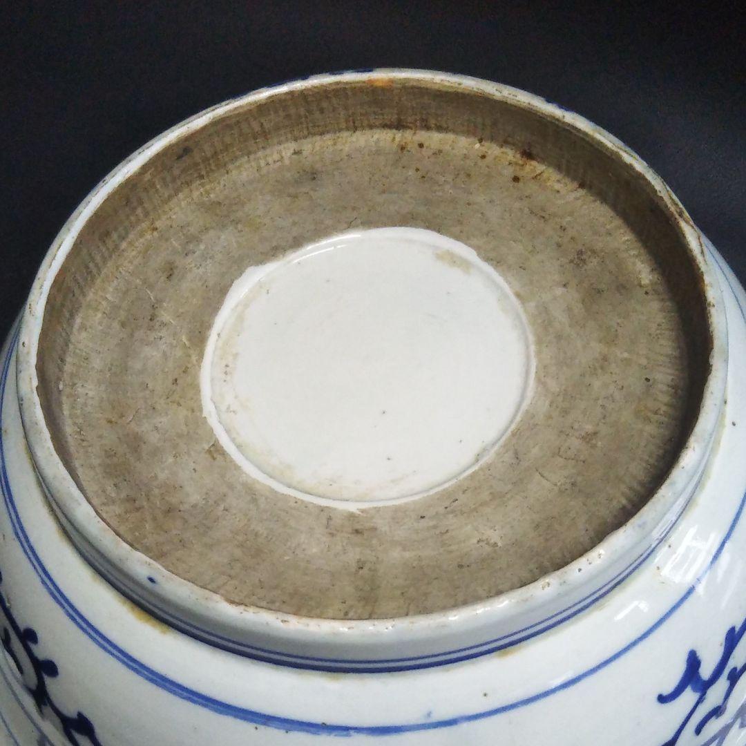 ※古伊万里染付け牡丹紋深鉢/蛇の目高台/箱無し/