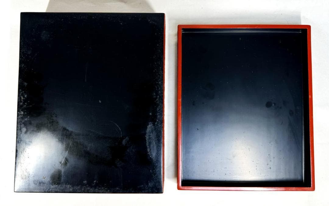 剔紅 堆朱 木製山水楼閣人物図文箱 漆器 時代物 唐物 骨董 中国WWWT051