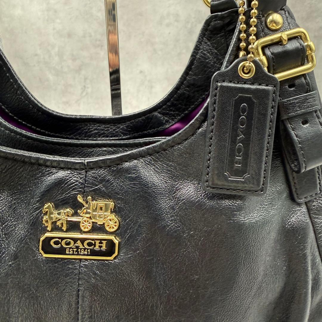 COACH マディソン マギー ショルダーバッグ ブラック レザー