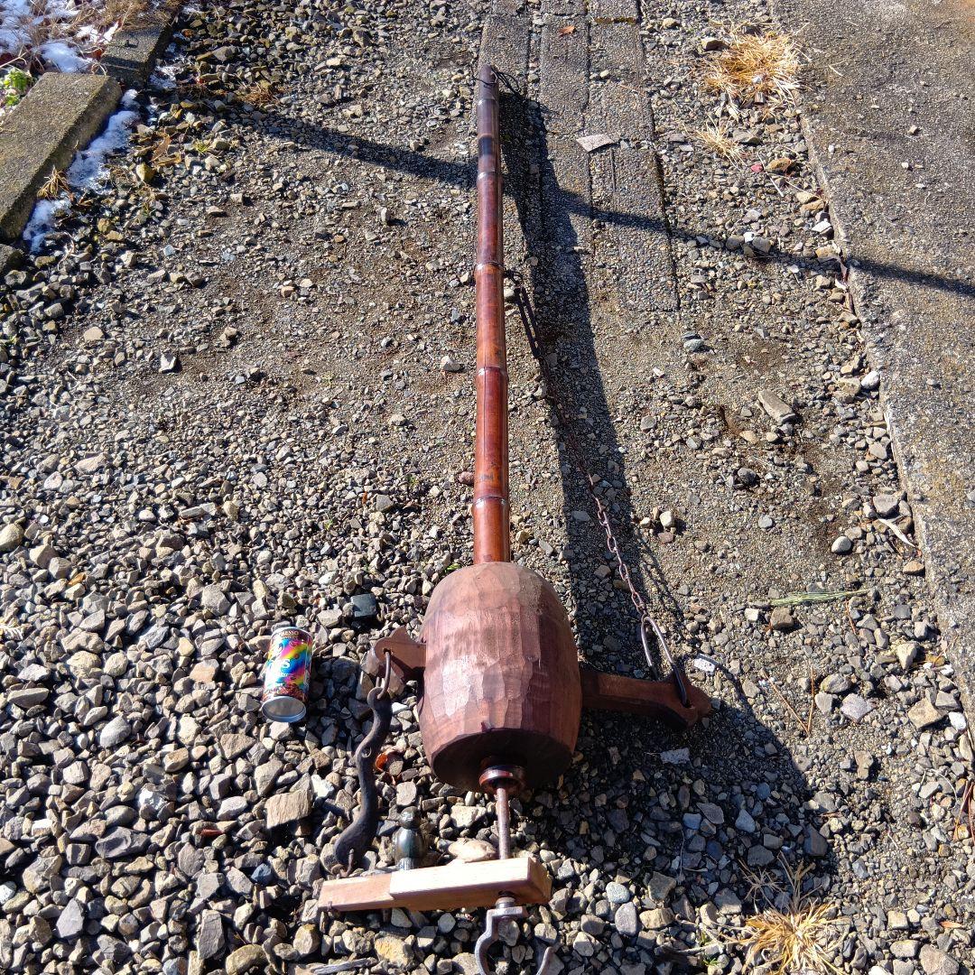 自在鉤　時代物自在鉤　木製自在鉤 火鉢自在鉤　副招き小槌自在駒