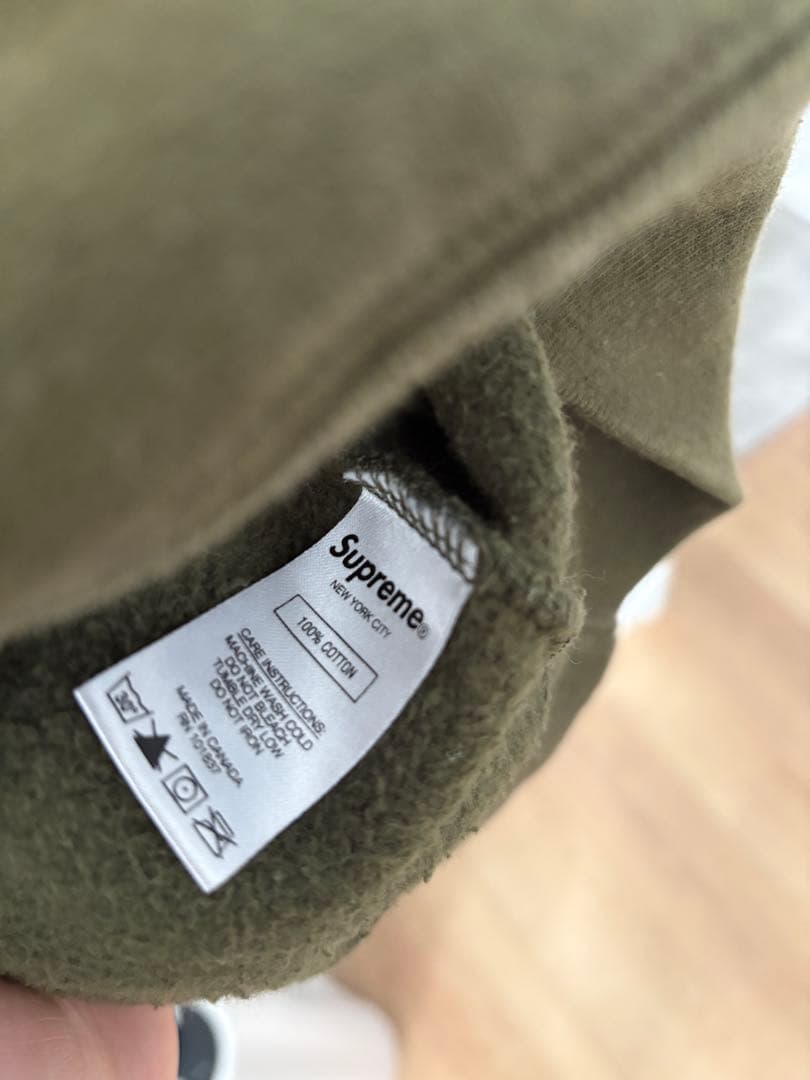 Supreme フード付きパーカー オリーブ/ホワイト