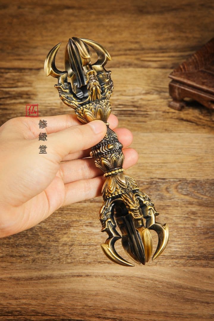 【修縁堂】真言宗 密教法具五大明王金剛盤 金剛五鈷杵 三鈷杵 独鈷杵 五点セット