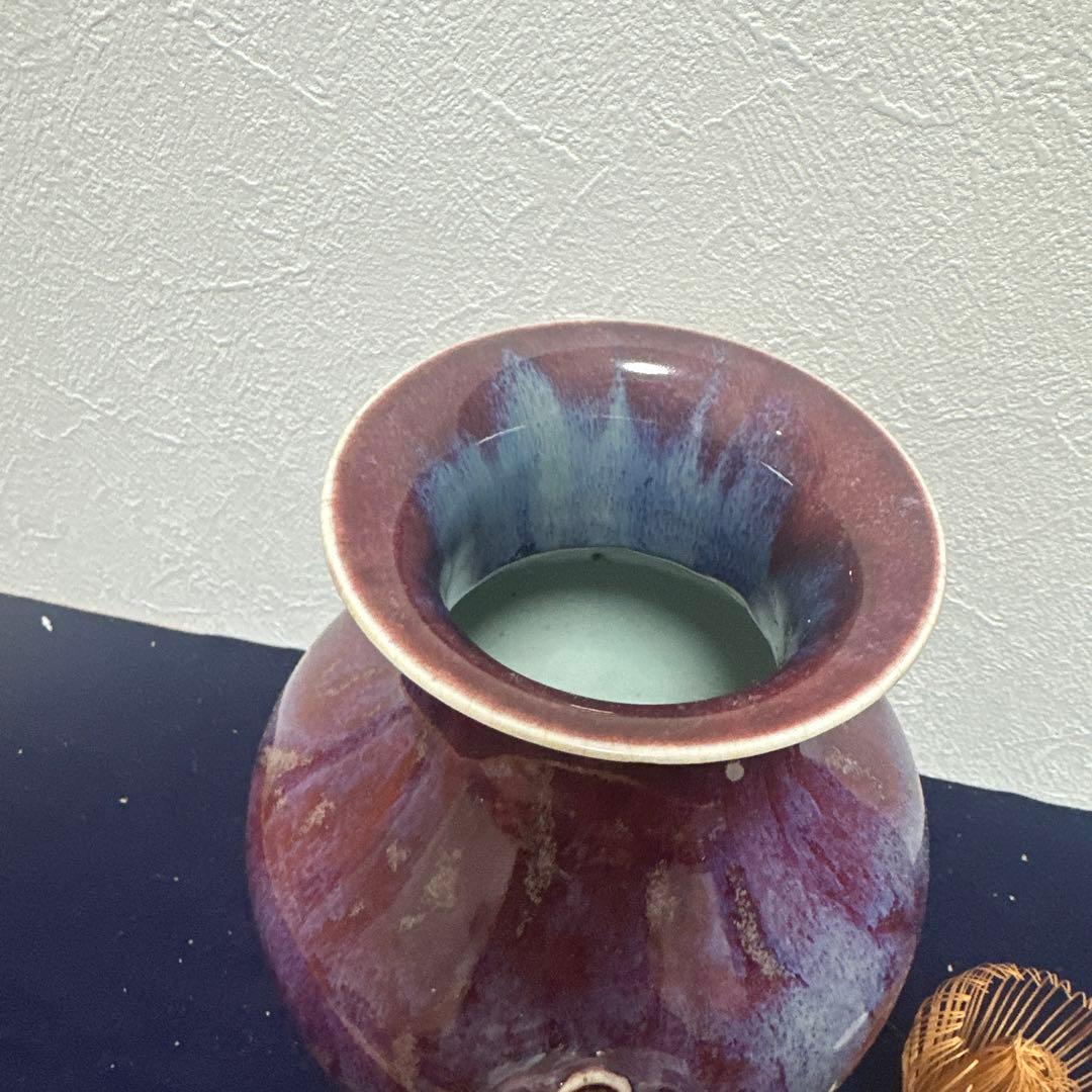辰砂花瓶　骨董品　アンティーク　古美術　陶磁器