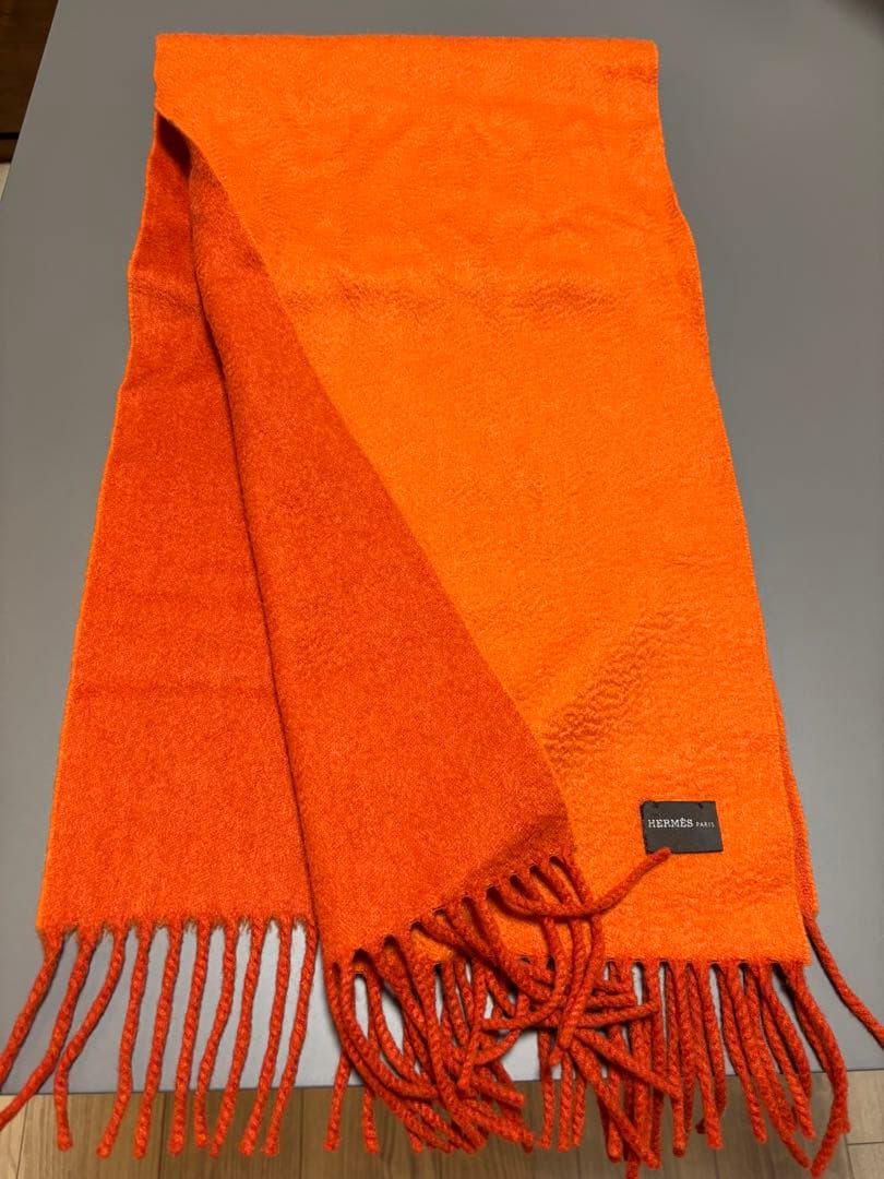 エルメス　カシミヤ　オレンジマフラー