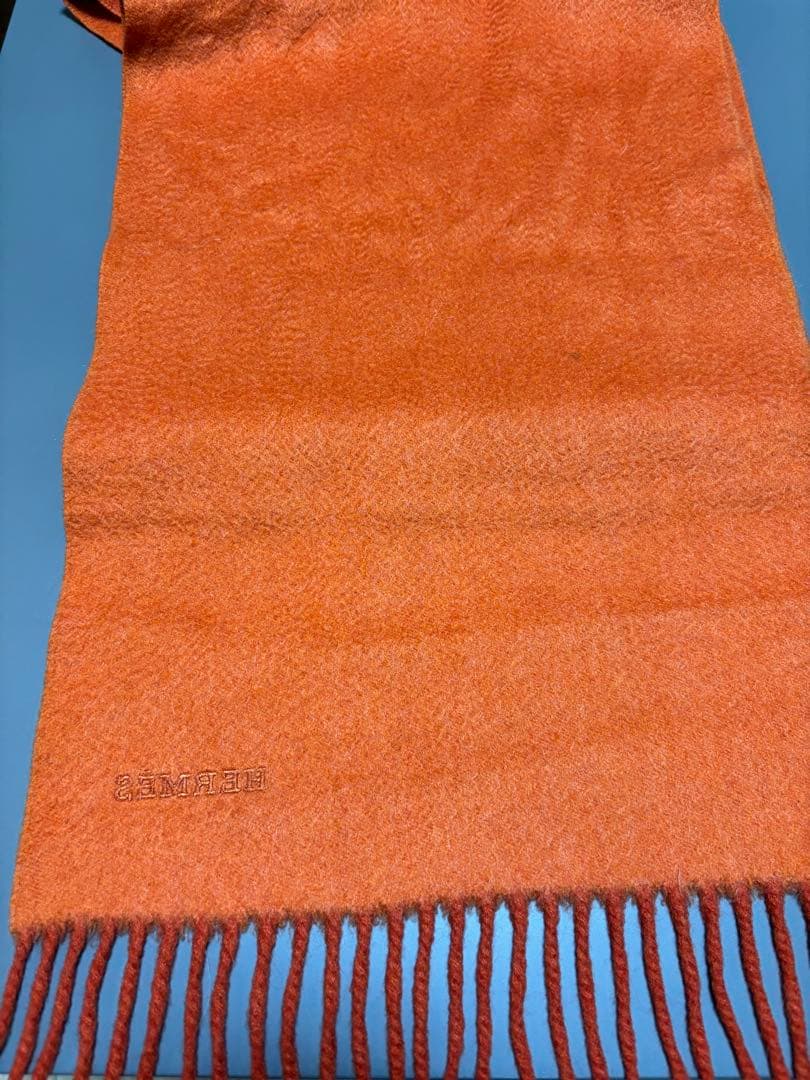 エルメス　カシミヤ　オレンジマフラー