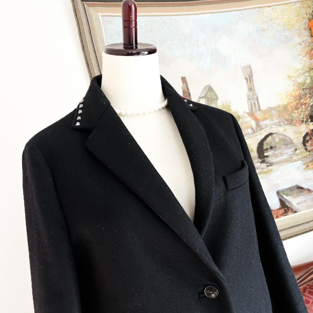 美品　VALENTINOヴァレンティノ スタッズ ロングコート ヴァージンウール