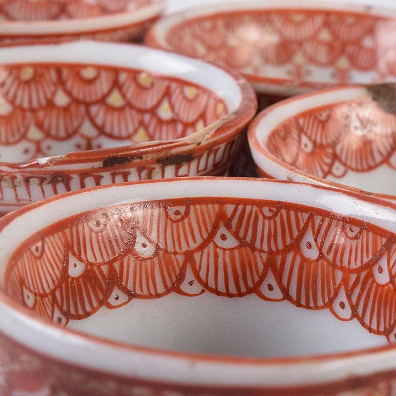 煎茶道具　赤絵宝珠文　煎茶器　五客　C　R8961