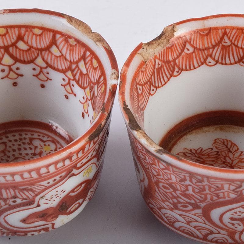 煎茶道具　赤絵宝珠文　煎茶器　五客　C　R8961