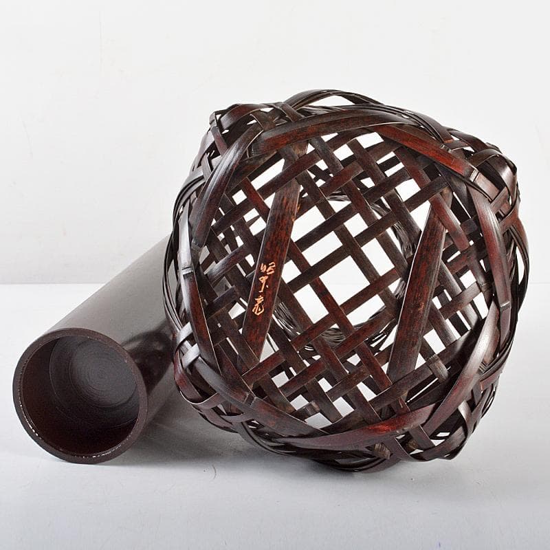 有馬篭　篭師　轡昭竹斎造　花篭　竹籠　共布共箱　M　R5505B