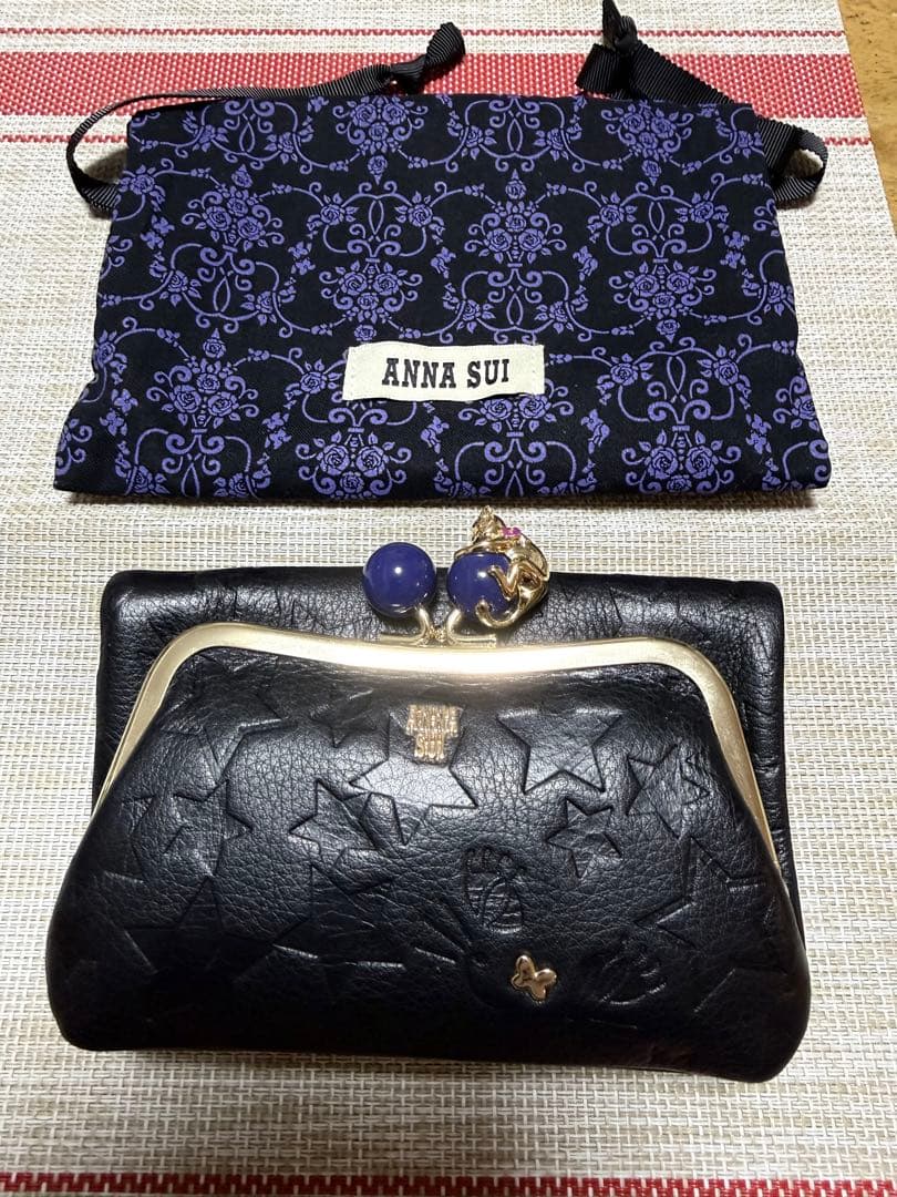 ANNA SUI アナスイ　二つ折り牛革財布 猫星