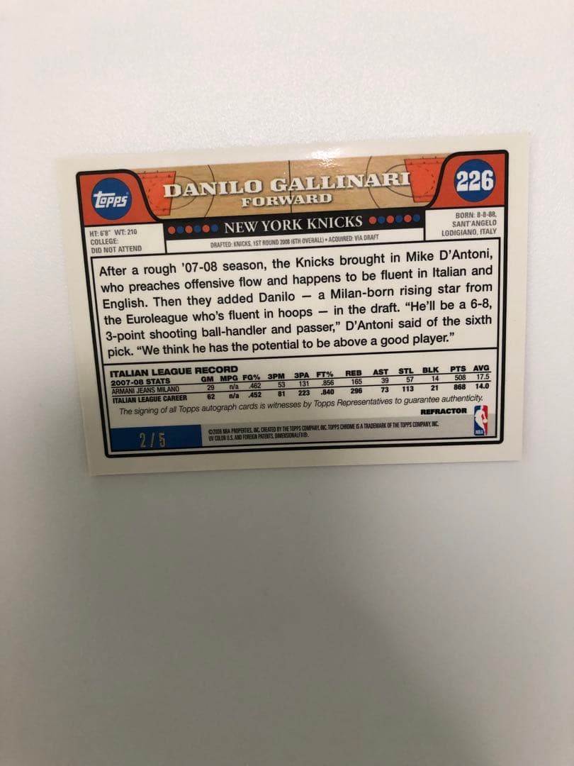 NBA topps chrome ダニロガリナリ　RC auto　2/5