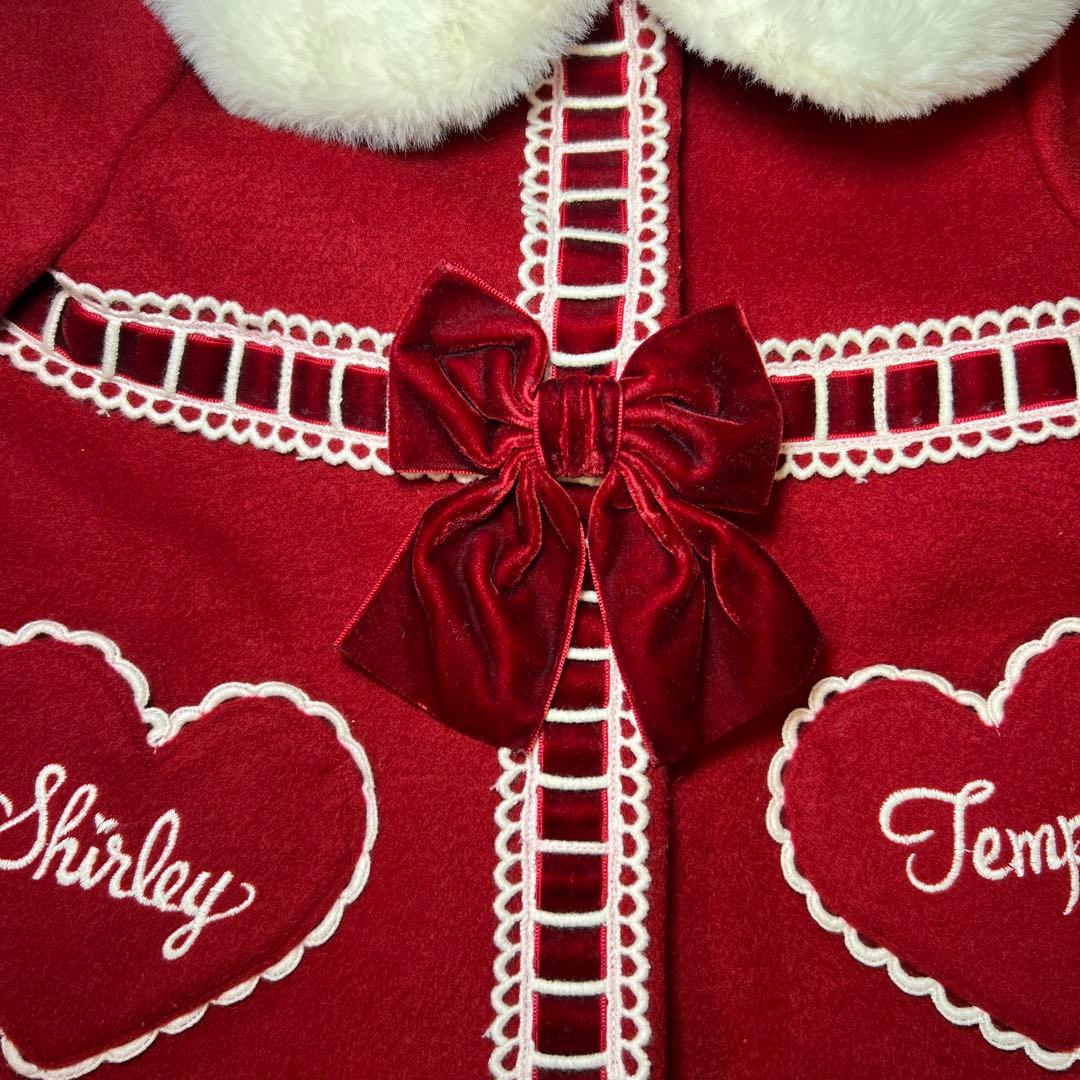 シャーリーテンプル　ラッピングリボンウールコート　赤　80cm-90cm 超美品