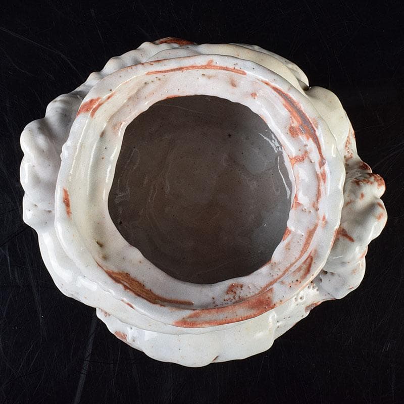 1080一無斎（一ム斎）作　志野水指　銘「知恵泉」　共箱　M　R9180H