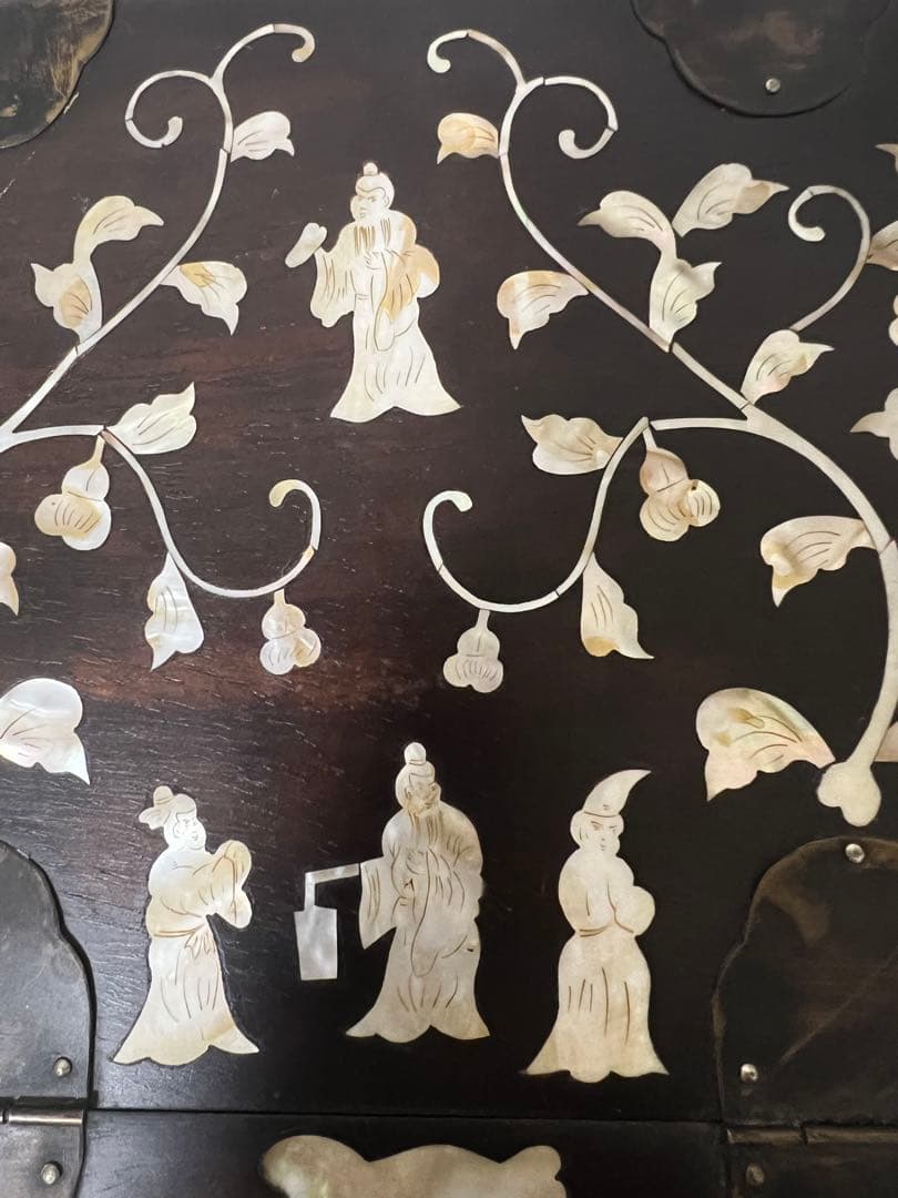 中国螺鈿化粧箱骨董 紫檀です