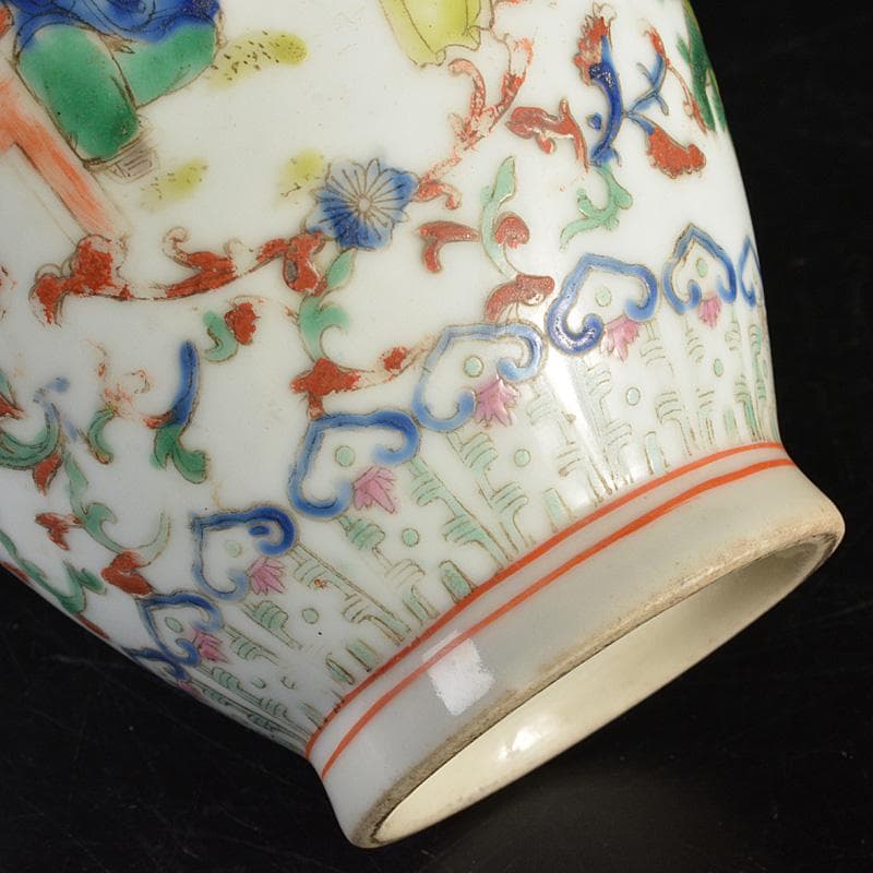 中国　粉彩　人物花神獣文瓶　M　R7322