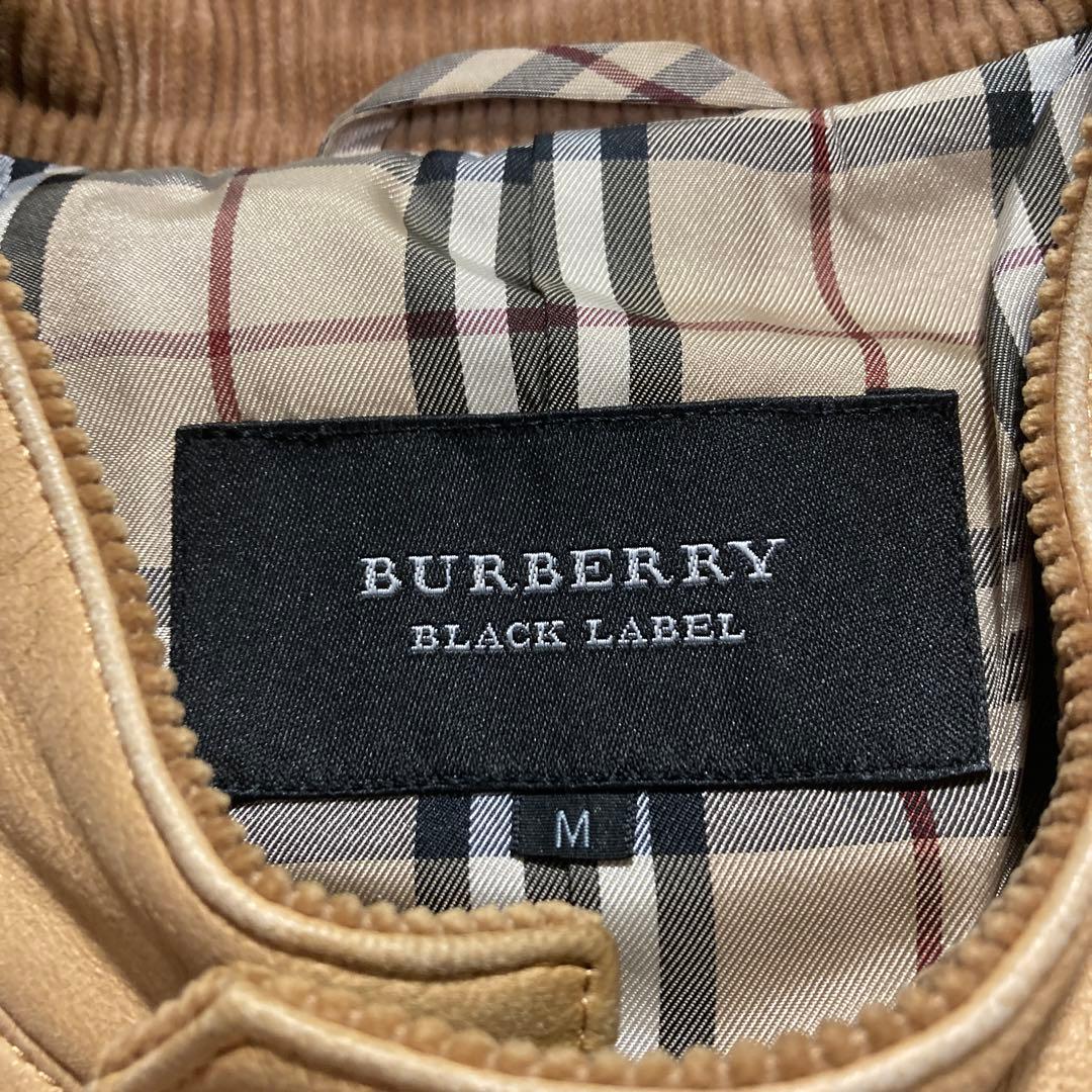 【オーラ◎】バーバリーブラックレーベル レザージャケット ラムレザーノバチェック