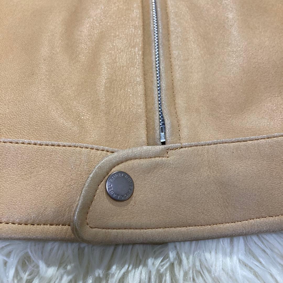 【オーラ◎】バーバリーブラックレーベル レザージャケット ラムレザーノバチェック