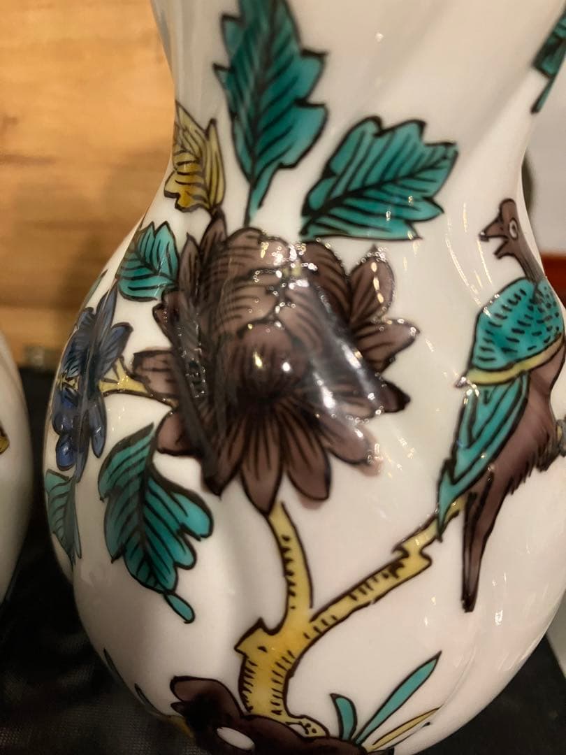 組徳利　古九谷花鳥　二代　徳田八十吉　桐箱