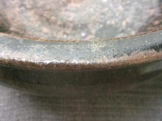 鑑賞茶器！【水指　変形口　漆器蓋専用作　流れ釉　骨董木箱・E32 】茶道具　収集