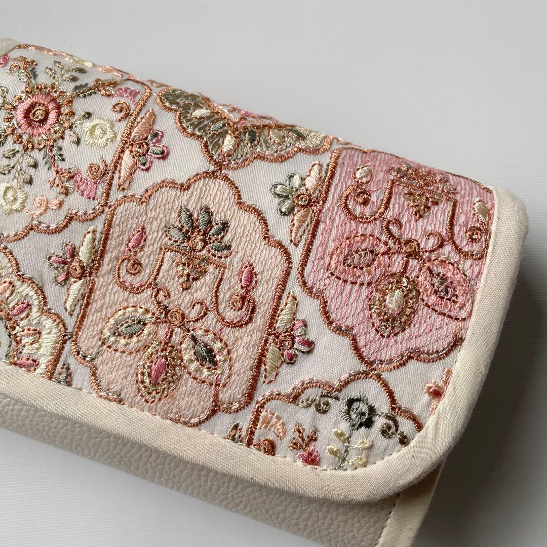 ☆ゆうか☆　長財布、ミニ財布2点　インド刺繍ピンク系　ハンドメイド