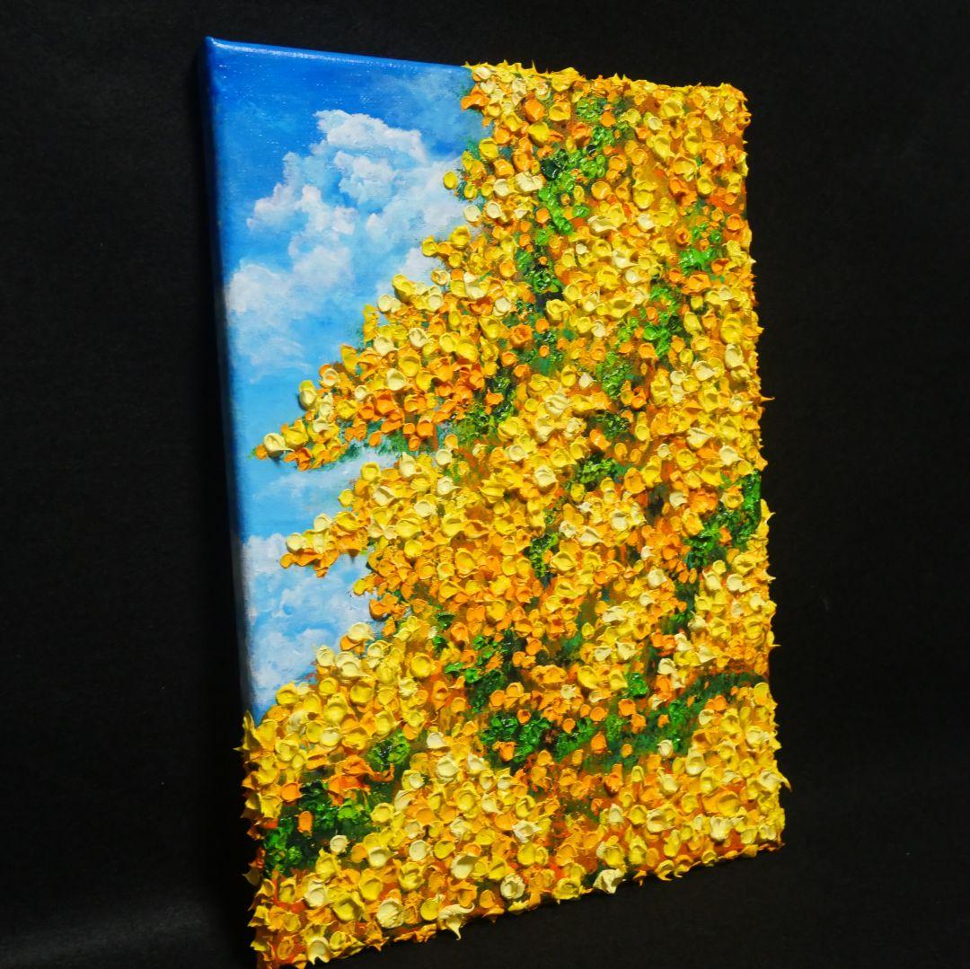 油絵 油彩 油彩画 絵 絵画【青空のミモザ】F4号