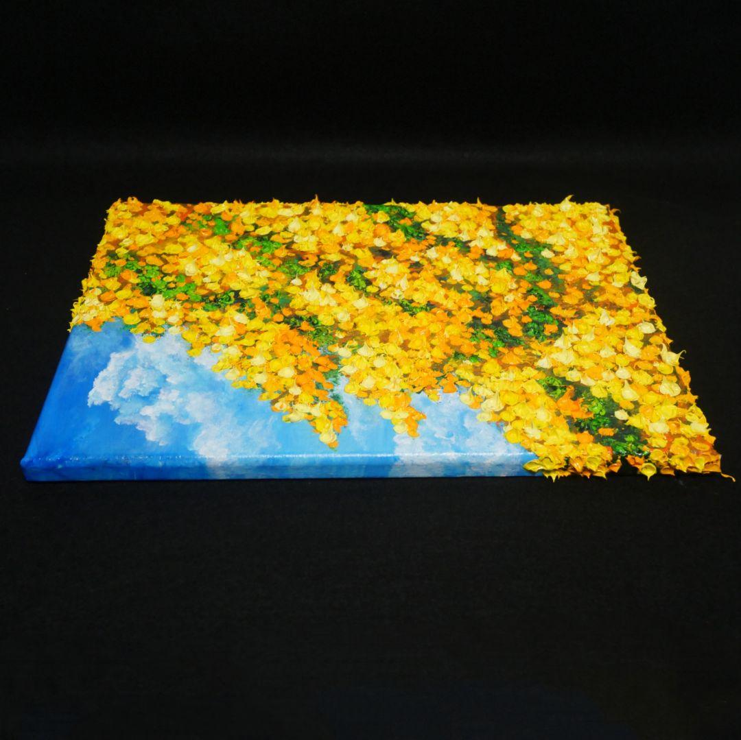 油絵 油彩 油彩画 絵 絵画【青空のミモザ】F4号