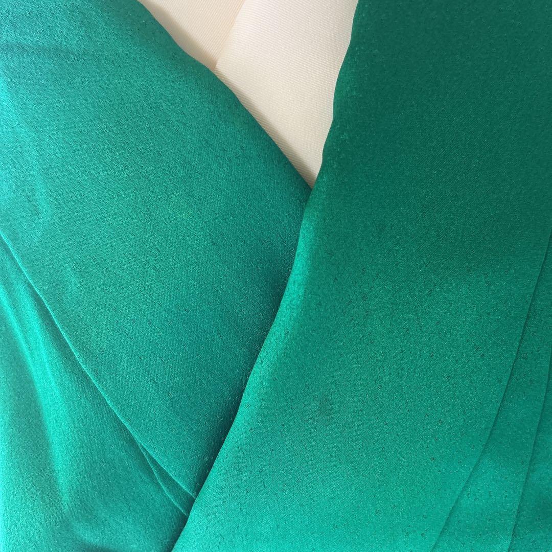 振袖　フルセット　辻が花　成人式　グリーン　ブラック　綸子　m5