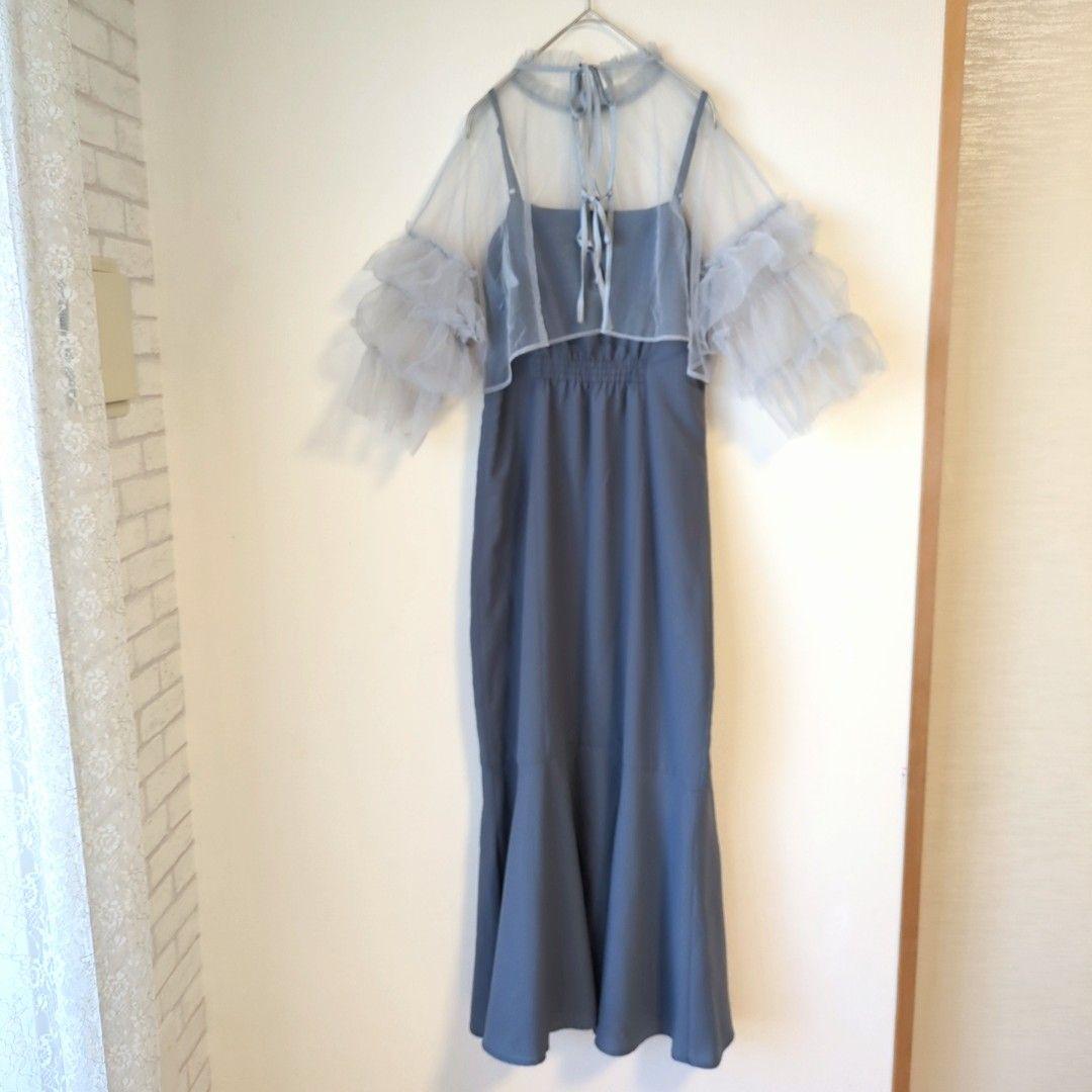 美品 カナ チュール ティアード ボレロ キャミワンピース L 大きい ゆったり