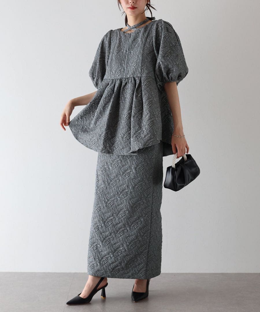 【美品】niana ジャガードセットアップドレス　M