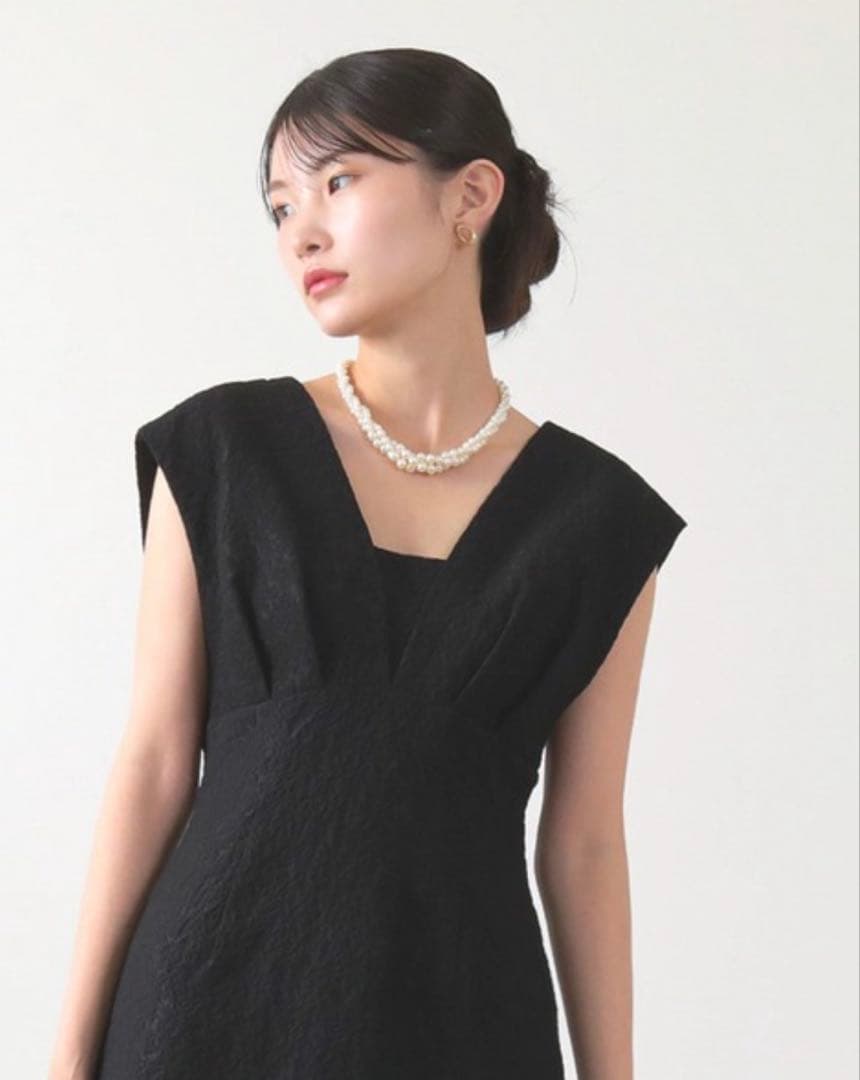 KanaANDRÉSD V line jacquard dress Sサイズ