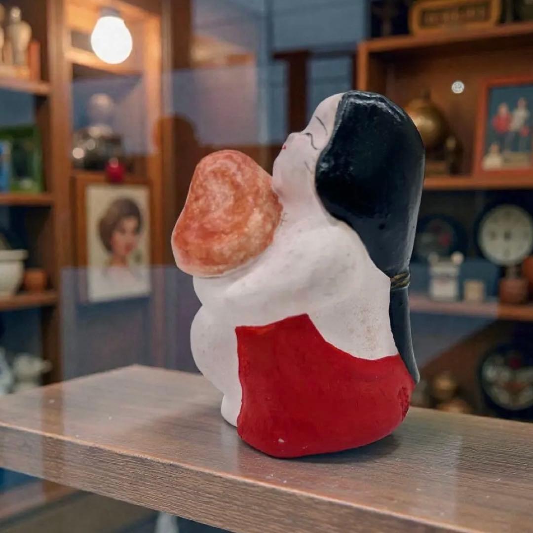 【古玩】昭和初期 郷土玩具 名古屋土人形 松茸おかめ 春画人形　民藝　子孫繁栄