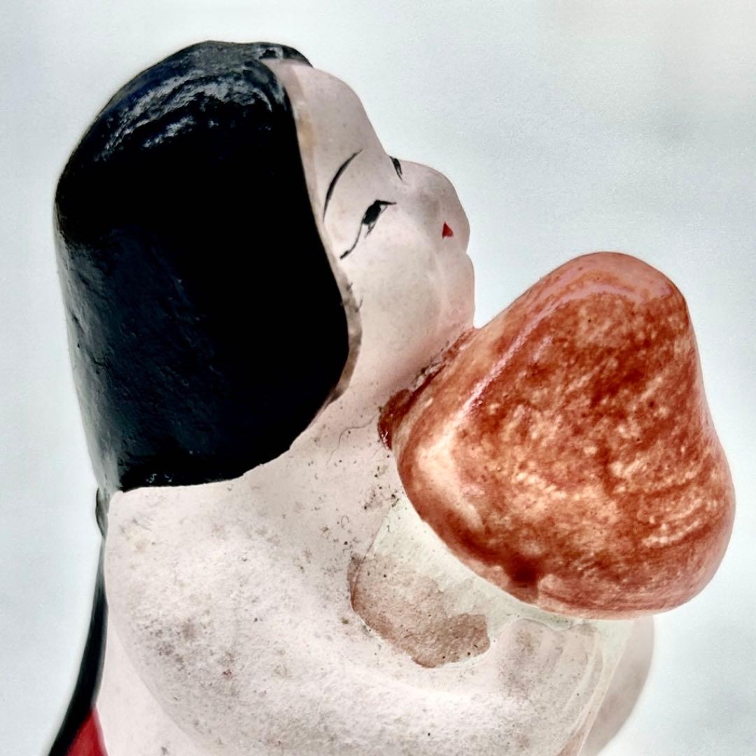 【古玩】昭和初期 郷土玩具 名古屋土人形 松茸おかめ 春画人形　民藝　子孫繁栄