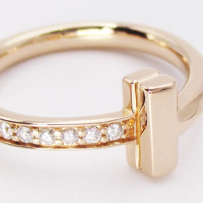 ティファニー Tワン ダイヤリング K18PG ローズゴールド 3.7g 7号