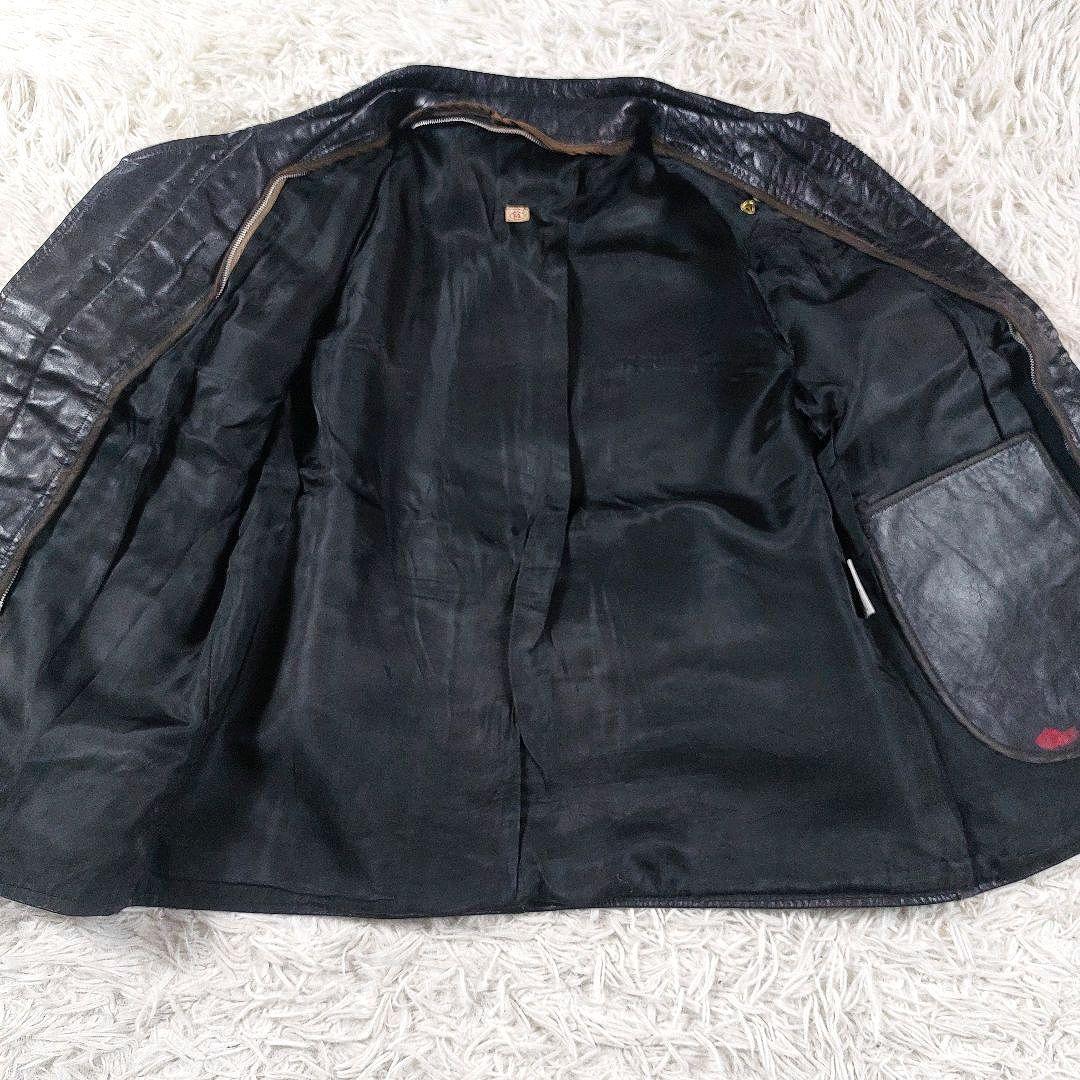 60s~70s デカタロン シングルレザーライダースジャケット ワッペン革ジャン