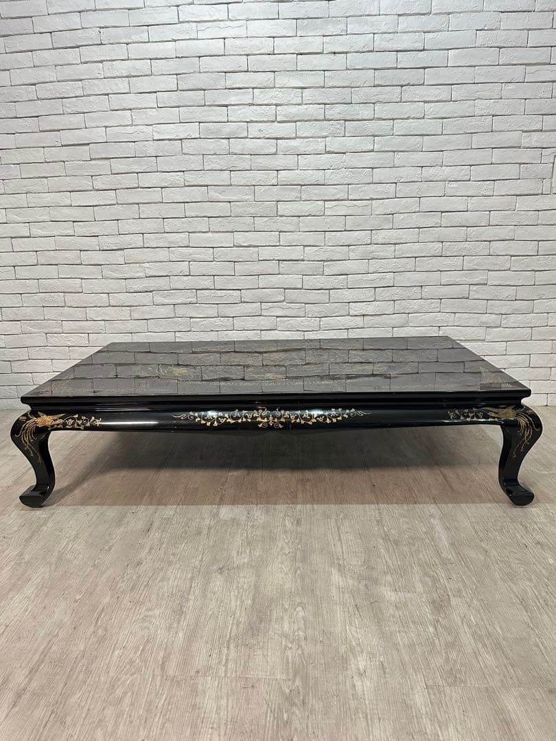 【taka】定価65万　螺鈿細工　鳳凰　木製漆塗り　テーブル　机