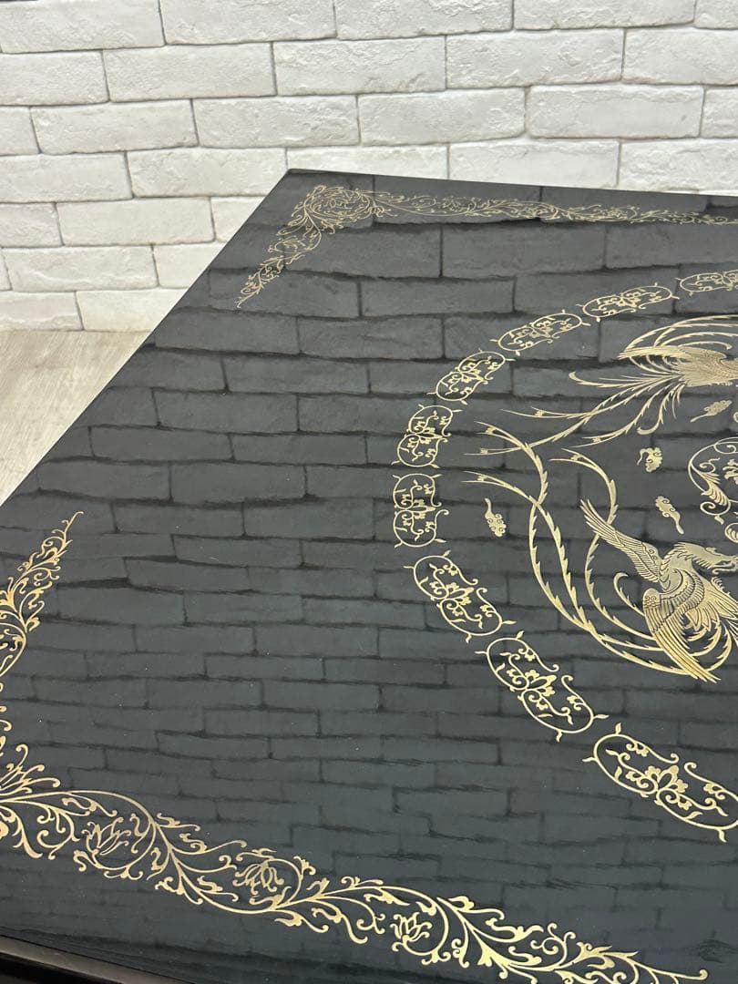 【taka】定価65万　螺鈿細工　鳳凰　木製漆塗り　テーブル　机